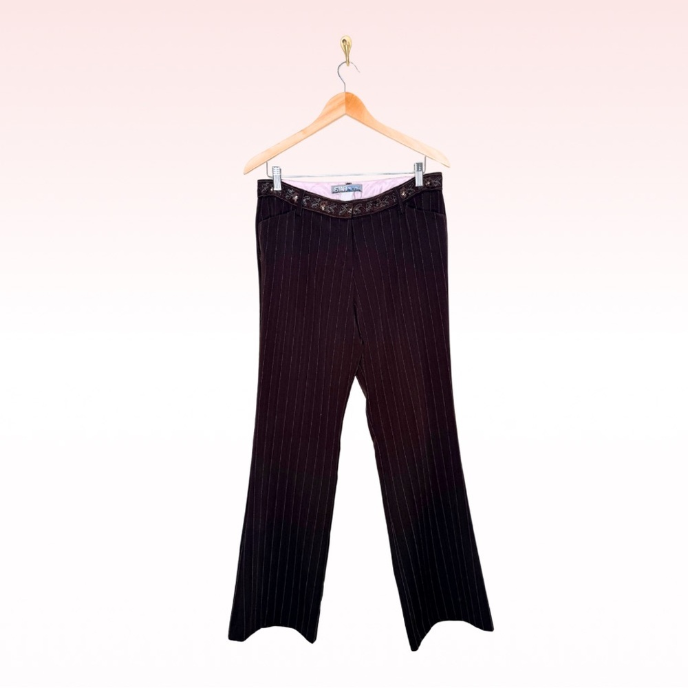 STAR CITY Y2k Vintage Brown Pink Pinstripe Trouser Pants (fits Sz M)